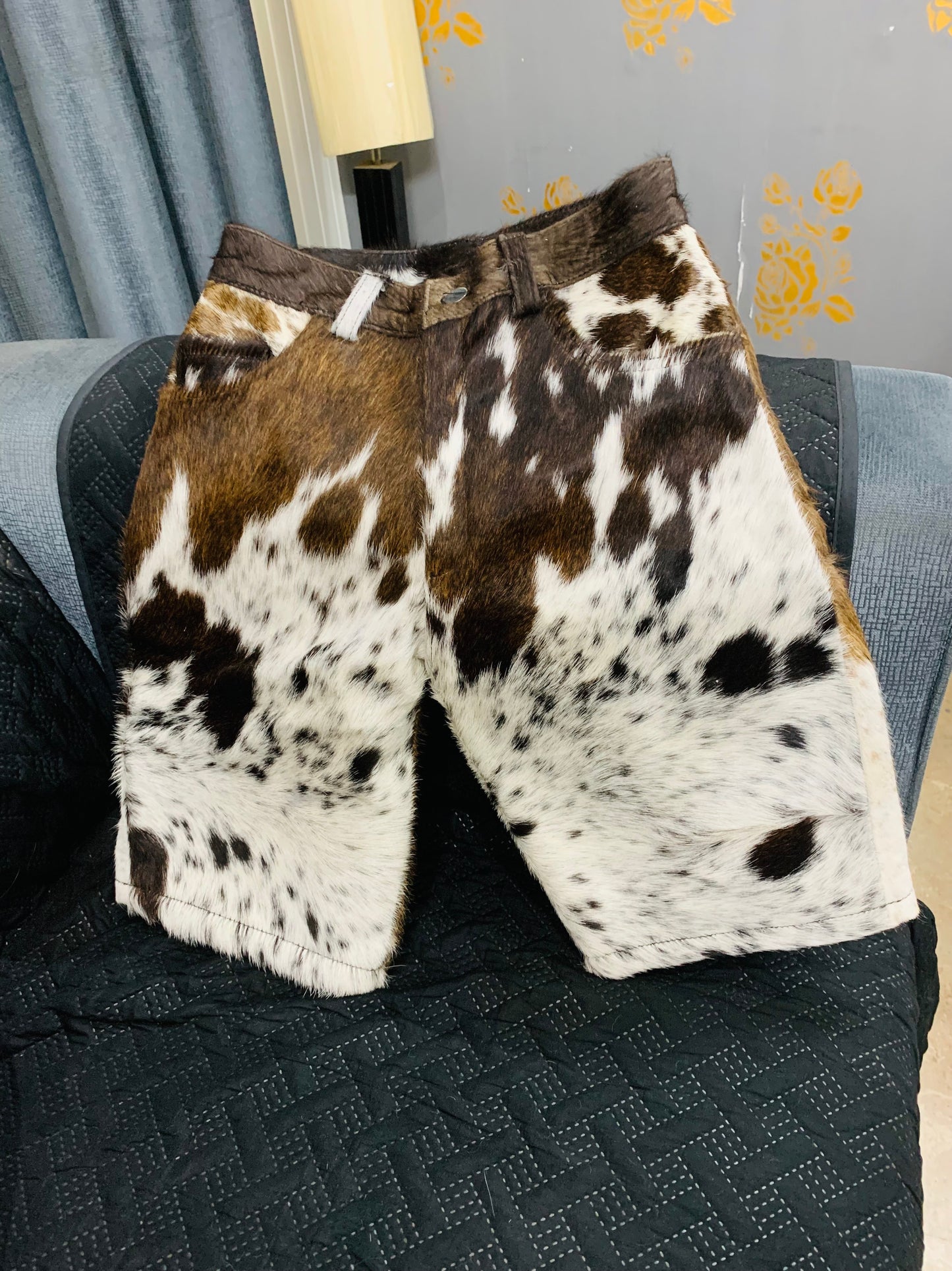 Natural Cowhide Leather Shorts