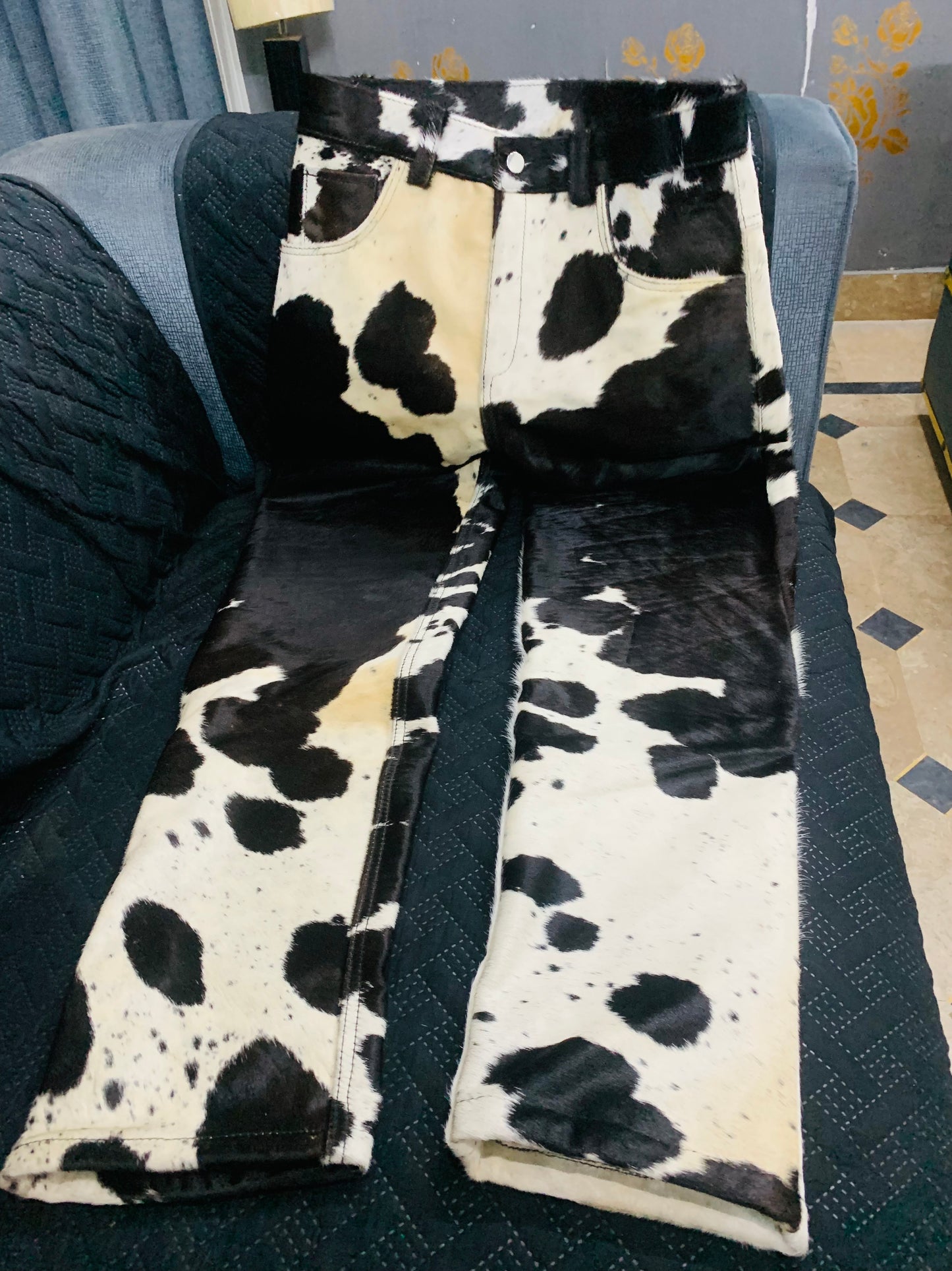 Natural Cowhide Leather Pants