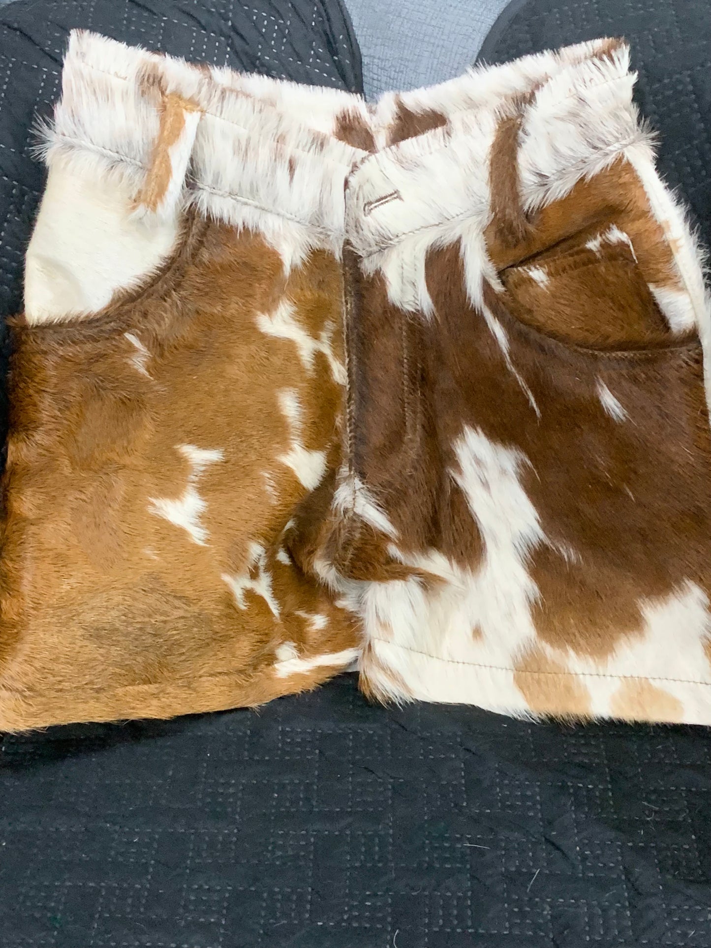 Natural Cowhide Mini Shorts