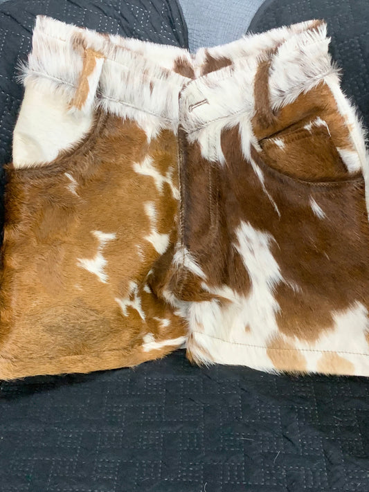 Natural Cowhide Mini Shorts