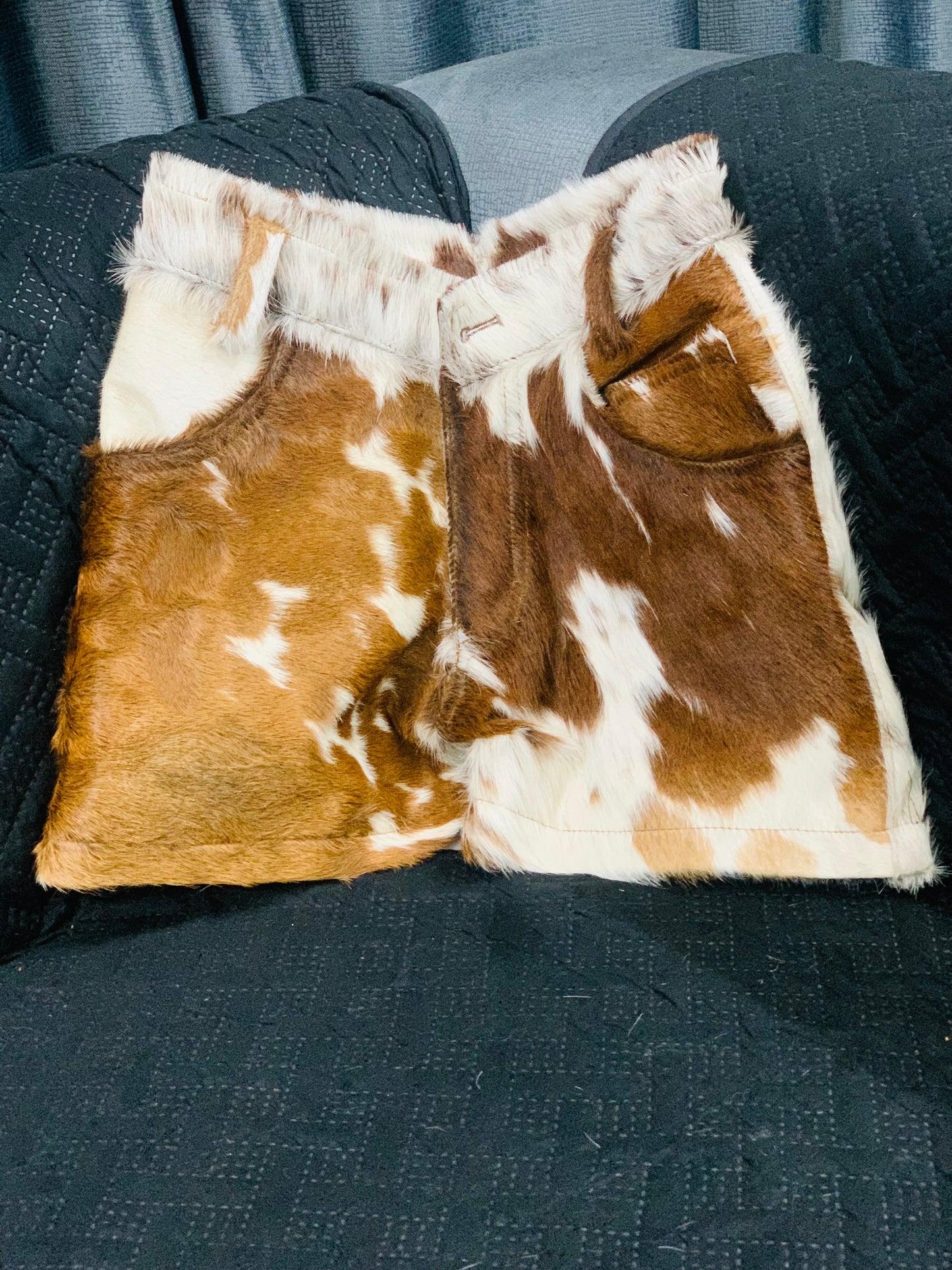 Natural Cowhide Mini Shorts