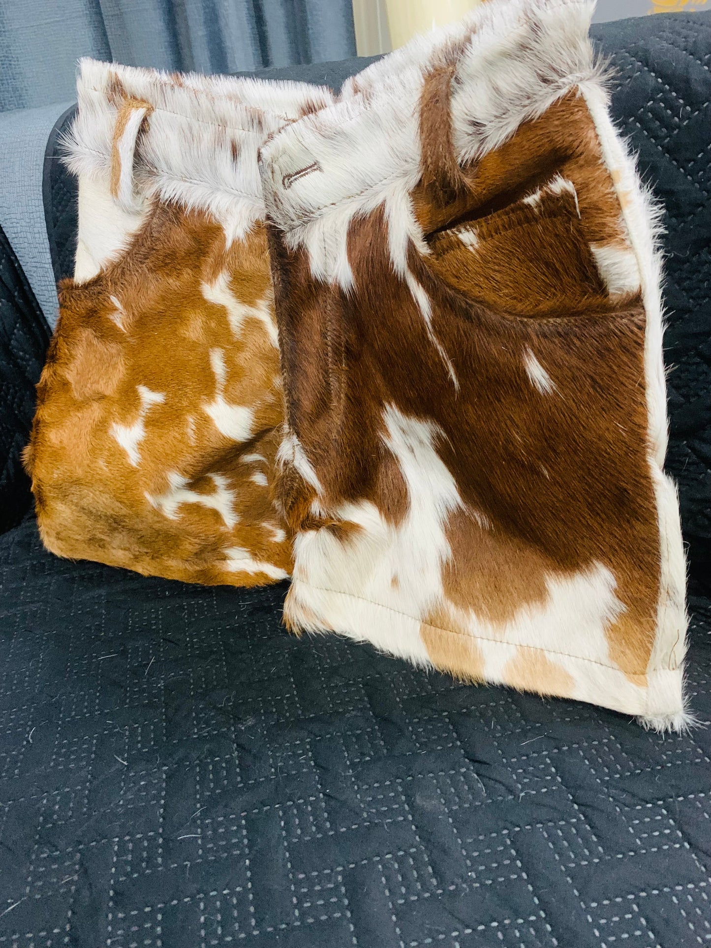 Natural Cowhide Mini Shorts