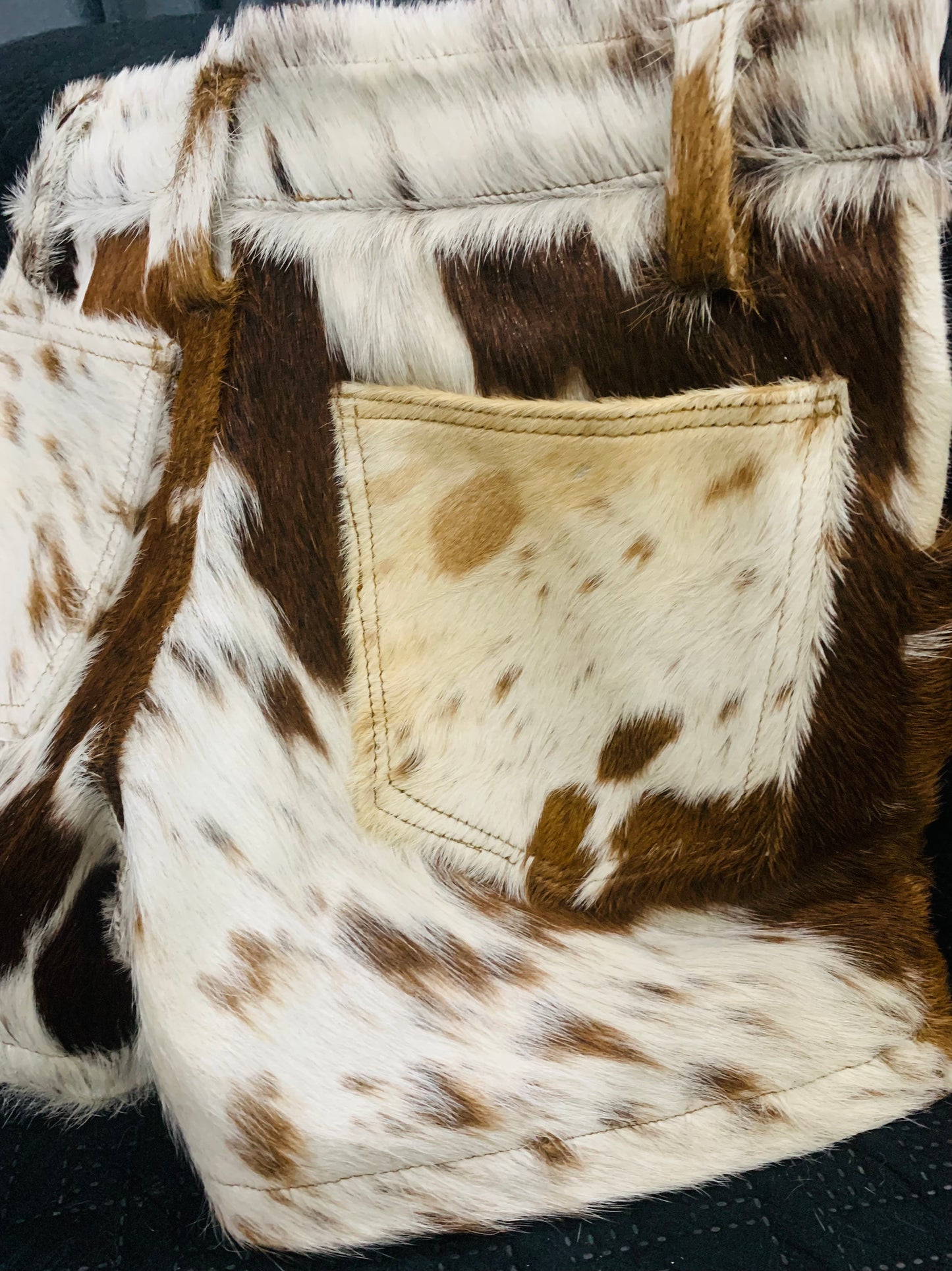 Natural Cowhide Mini Shorts