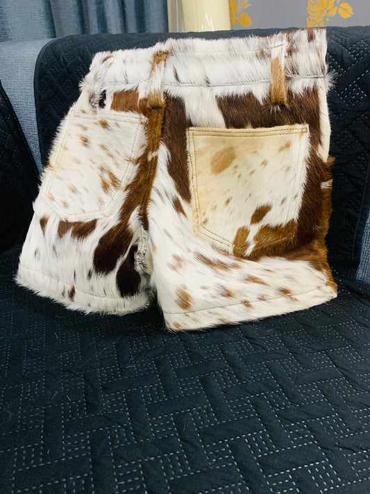 Natural Cowhide Mini Shorts